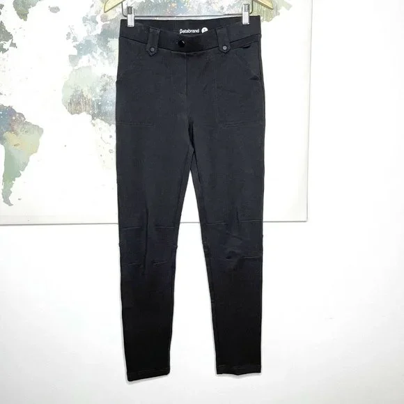 Betabrand Size Medium Long Pants Utility Skinny Leg Slate Gray Twill Pull On - Picture 1 of 7
